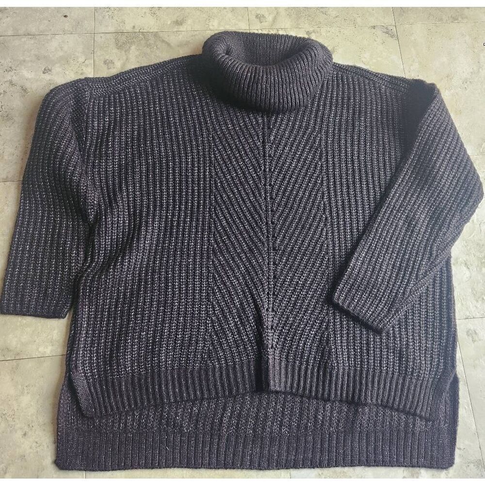 S5 Time and Tru cowl neck sweater charcoal ribbed knit NWT